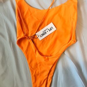 Vibrant Orange High-Cut One Piece Swimsuit